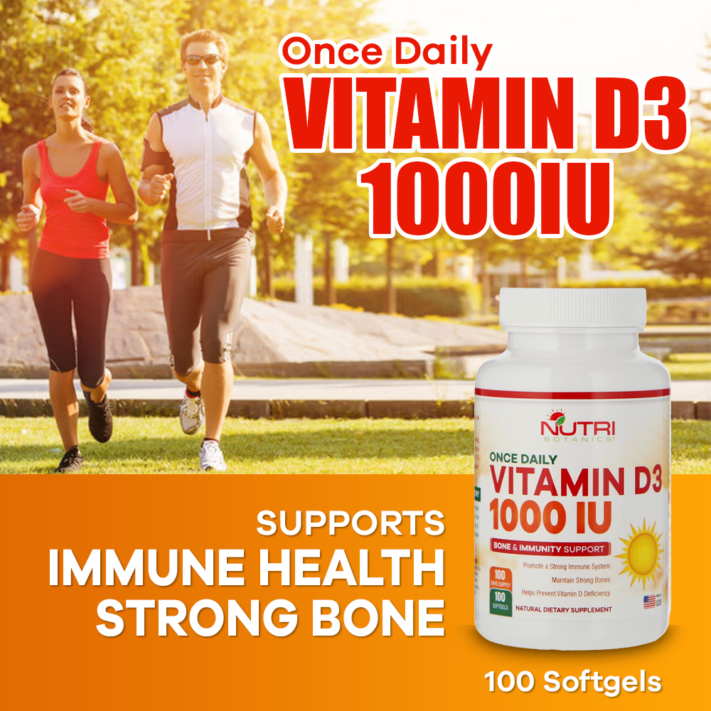 Nutri Botanics Vitamin D3 1000IU Immune Support, Bone Health